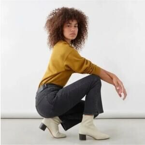 Everlane The Authentic Stretch Slim Bootcut High Rise Jean in Washed Black